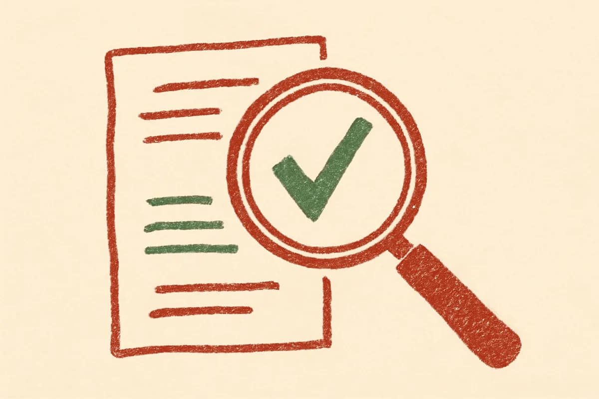 Illustration of a magnifying glass over a document