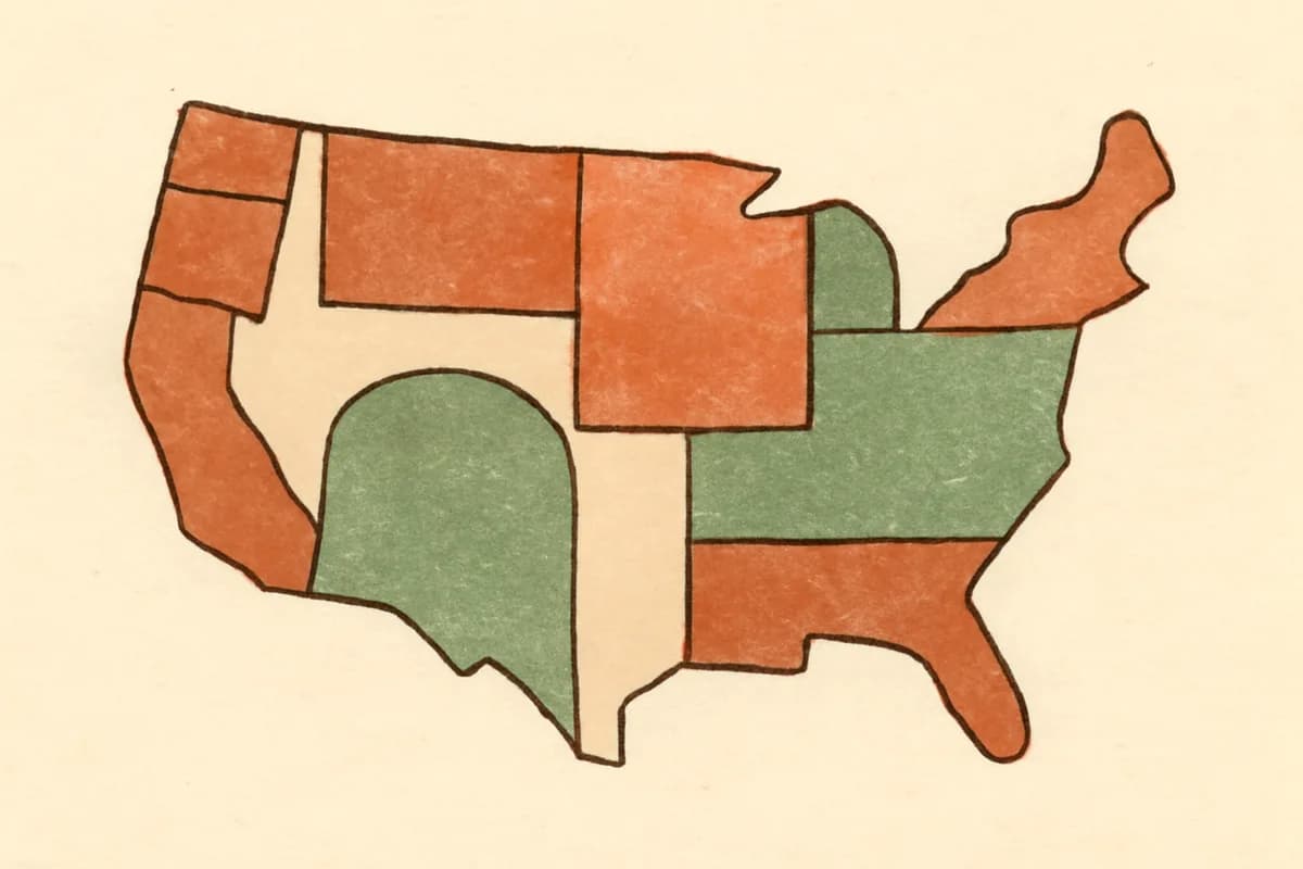 Simplified illustrated map of the United States